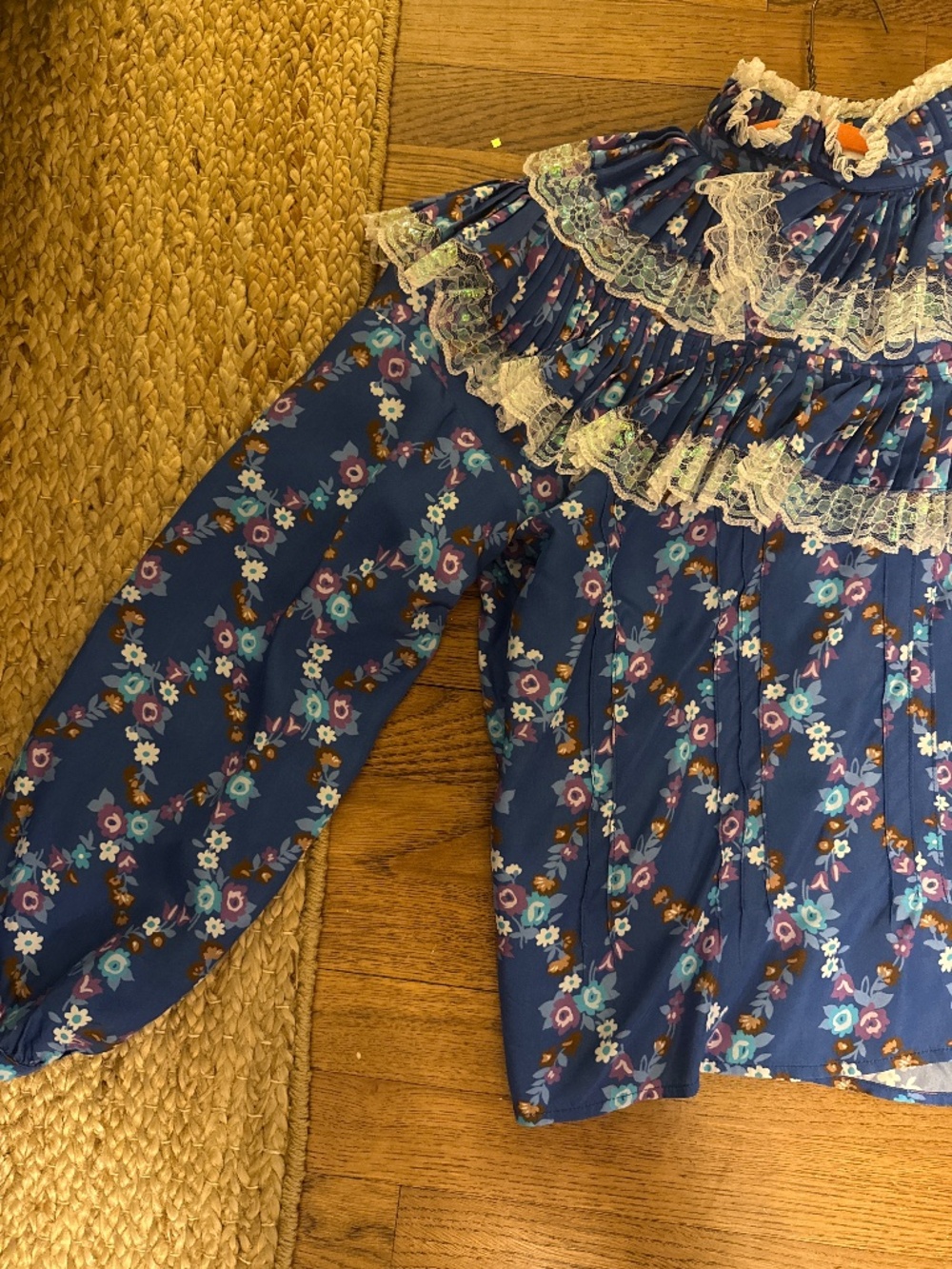 Celia B Blue Floral High Collar Shirt